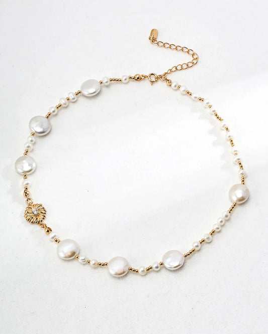 Vintage Gold Pearl & Zircon Choker Necklace – 925 Sterling Silver - SOLIS MOOD
