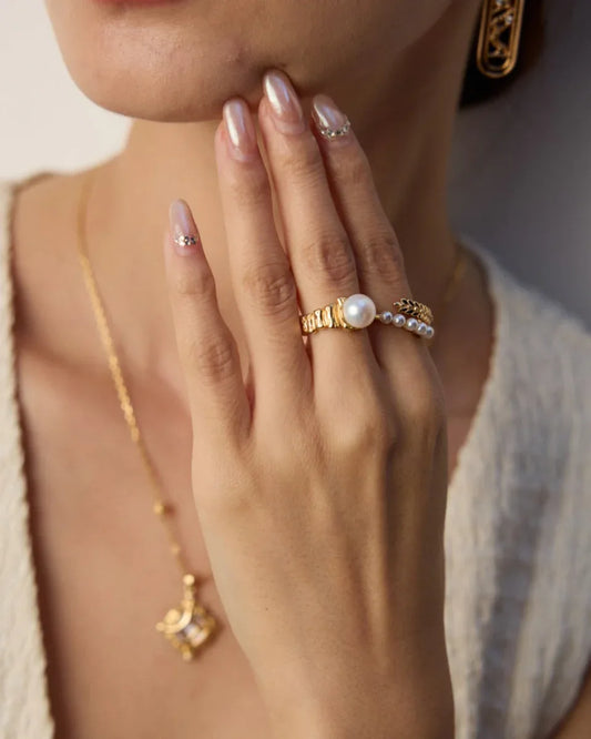 Quiet Wave Pearl Ring - SOLIS MOOD