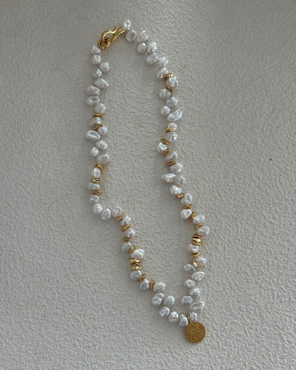 Gold Medallion & Coin Pearl Keshi Set - SOLIS