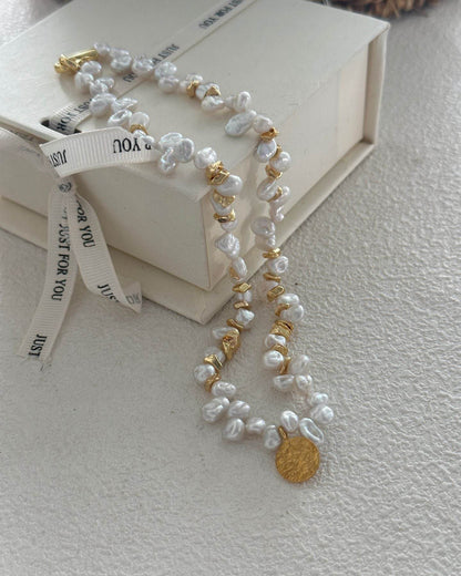 Gold Medallion & Coin Pearl Keshi Set - SOLIS
