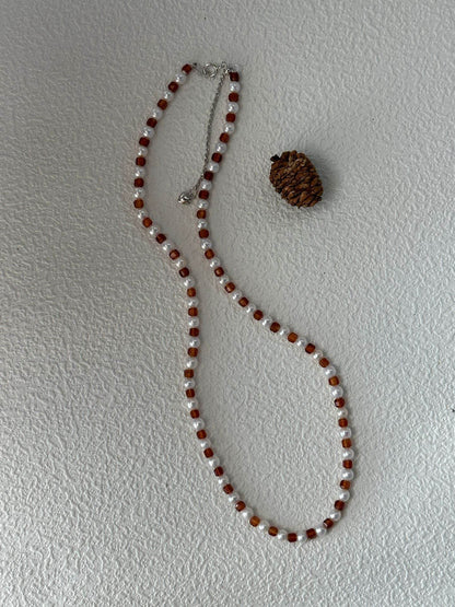 Garnet Glow Pearl Necklace - SOLIS
