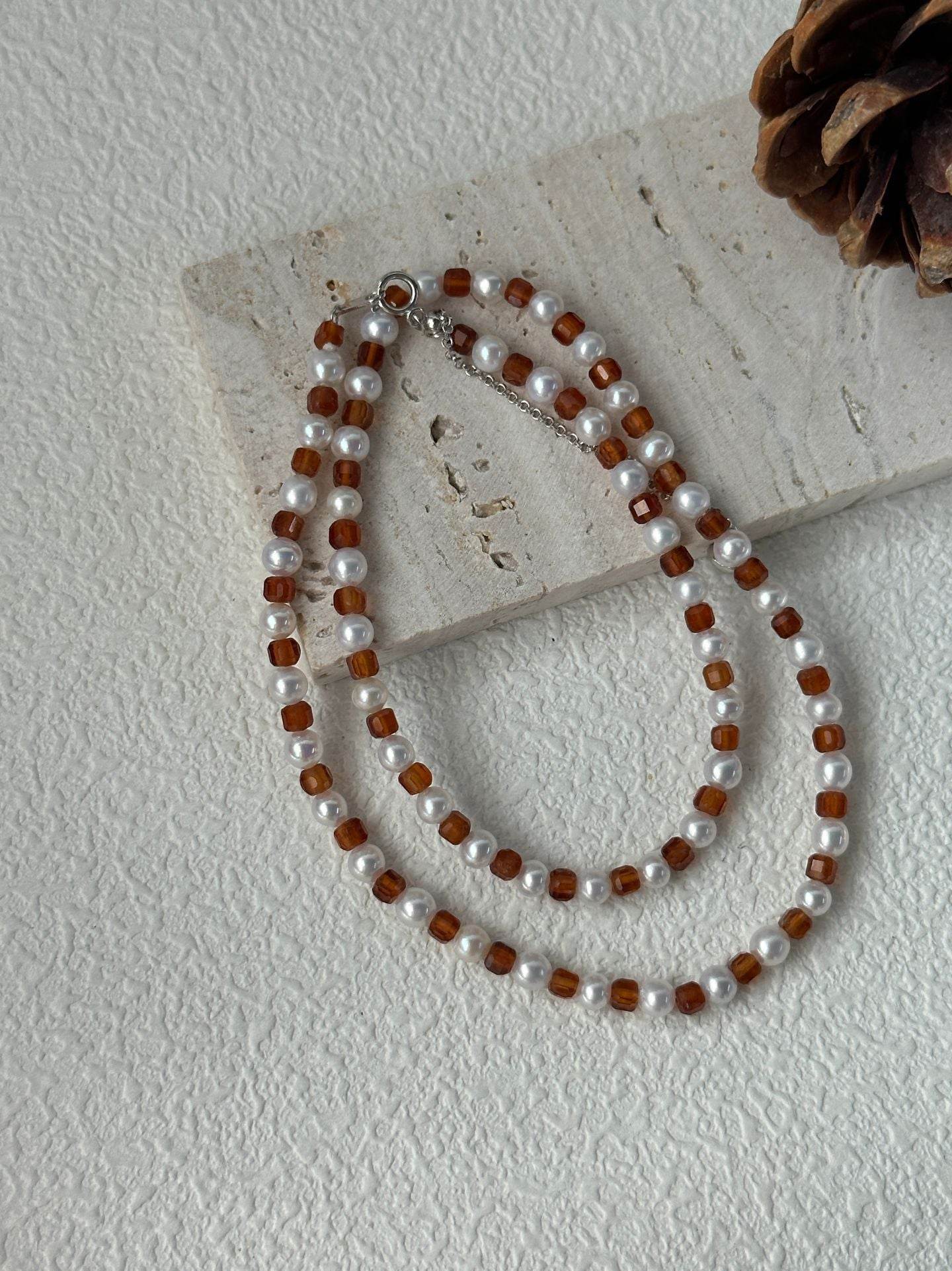 Garnet Glow Pearl Necklace - SOLIS