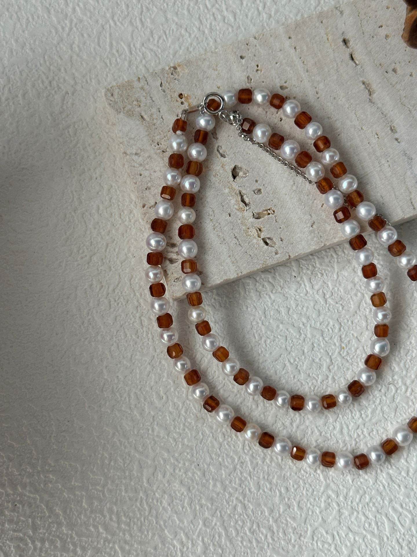 Garnet Glow Pearl Necklace - SOLIS