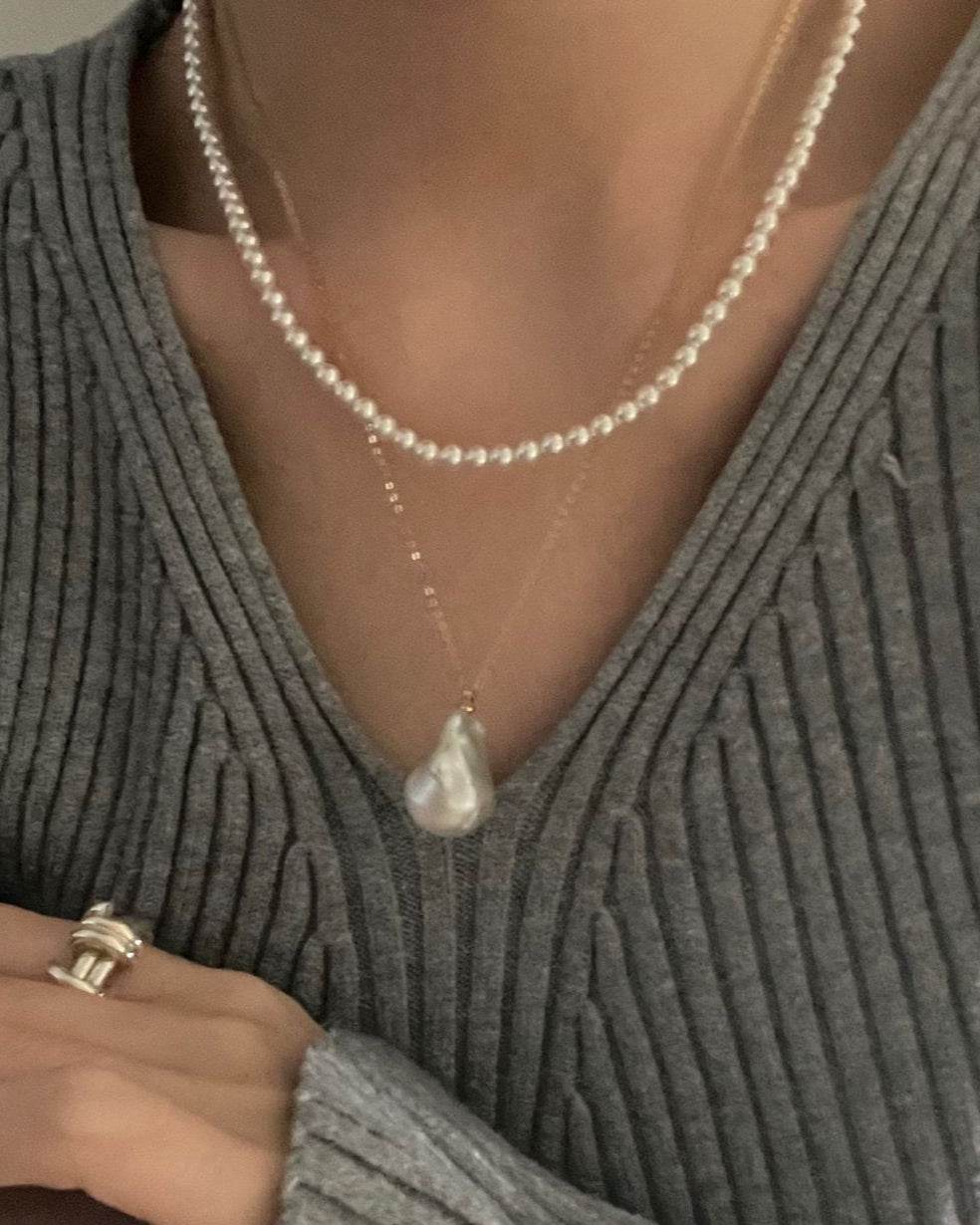 Bold Drop Baroque Pearl Necklace - SOLIS