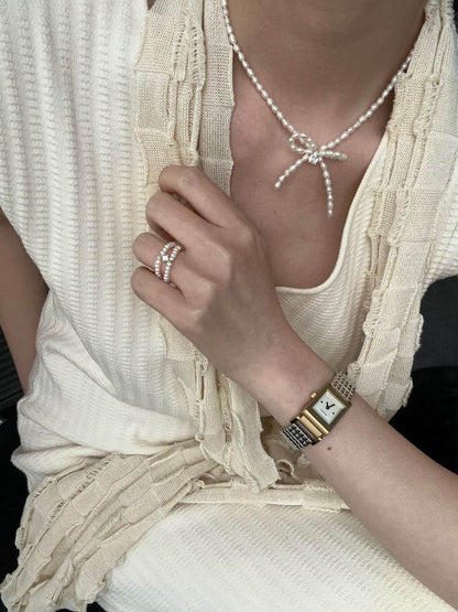 Petite Pearl Bow Necklace - SOLIS