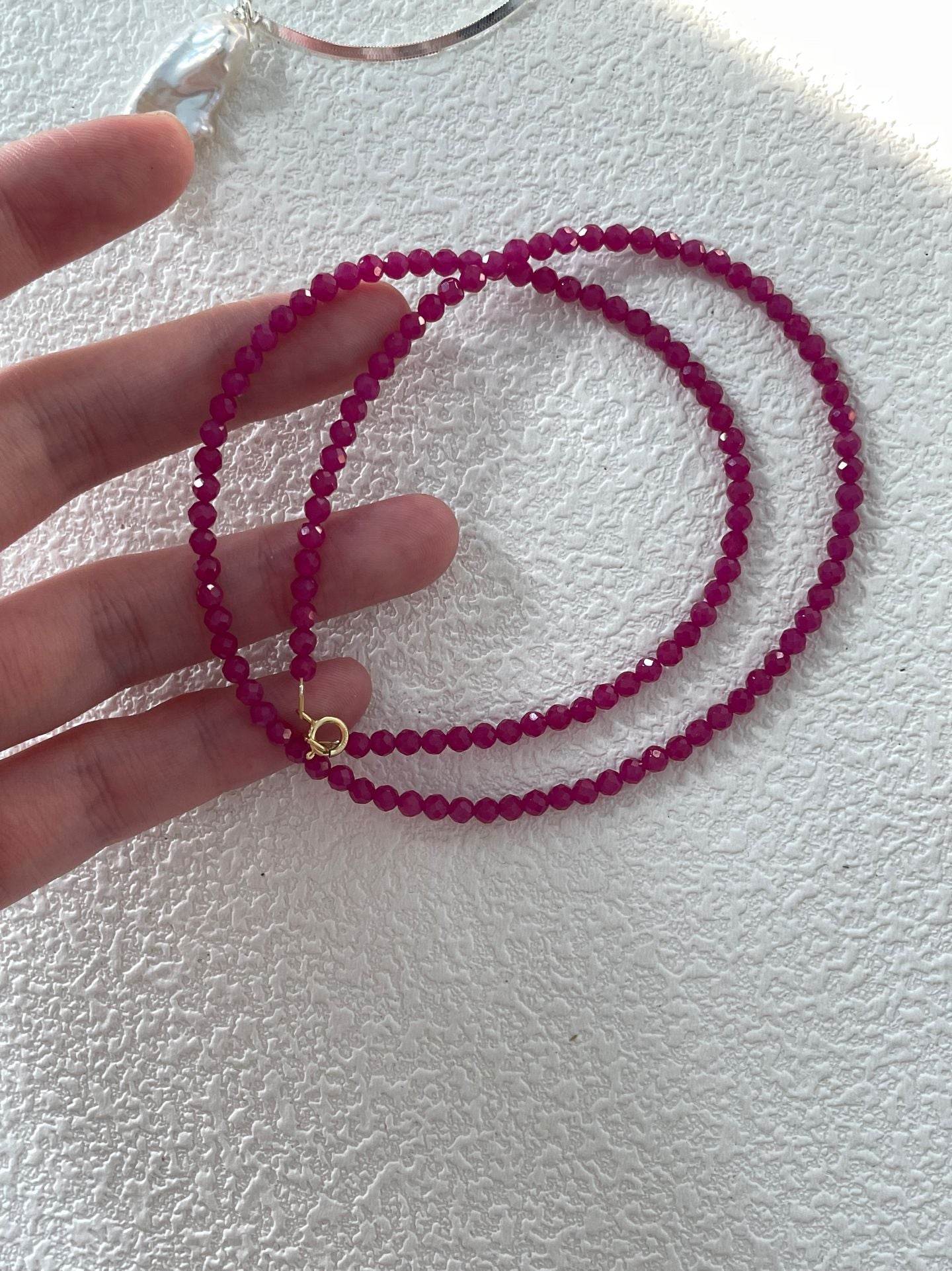 Deep Garnet Bead Necklace - SOLIS