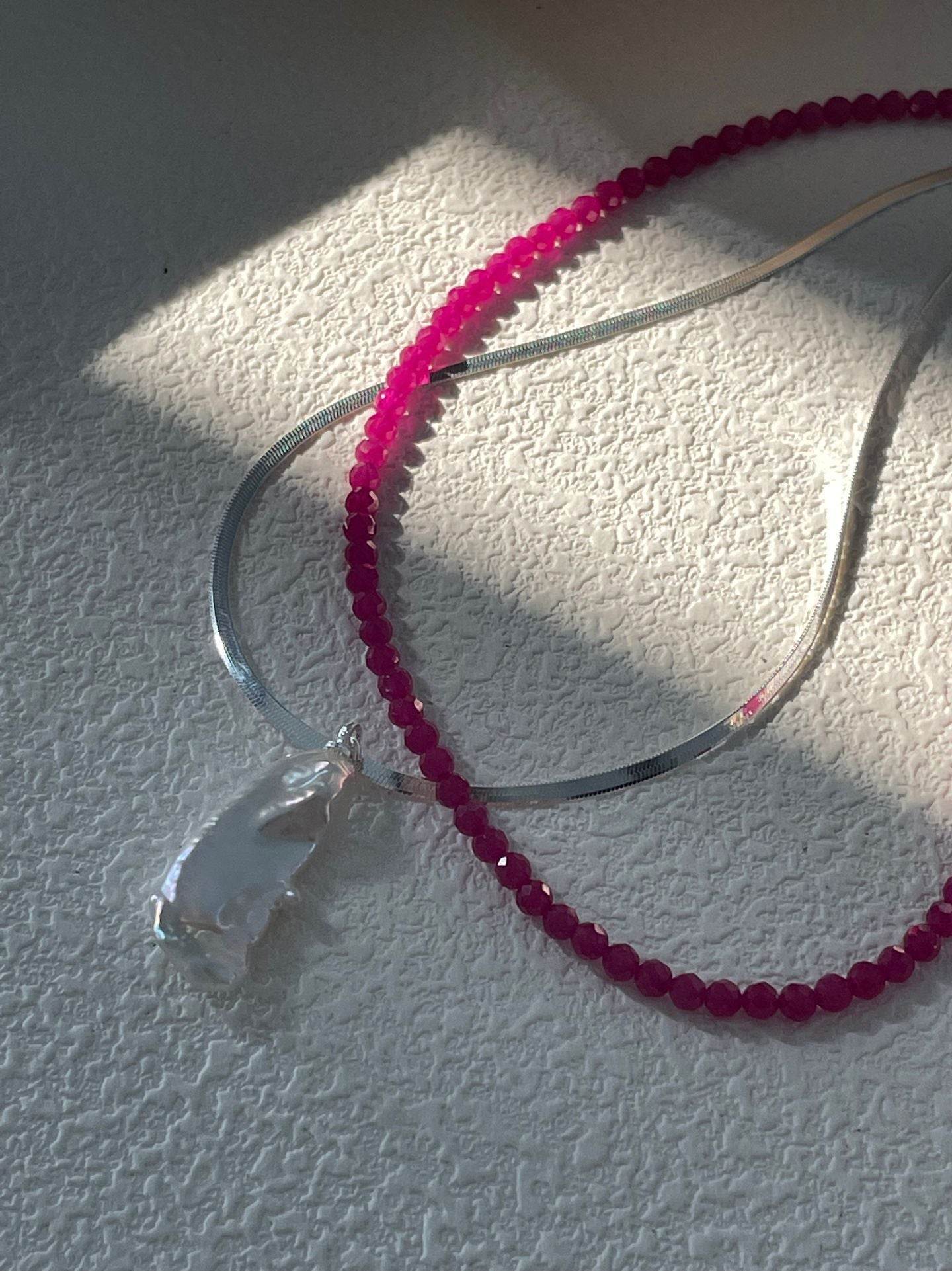 Deep Garnet Bead Necklace - SOLIS