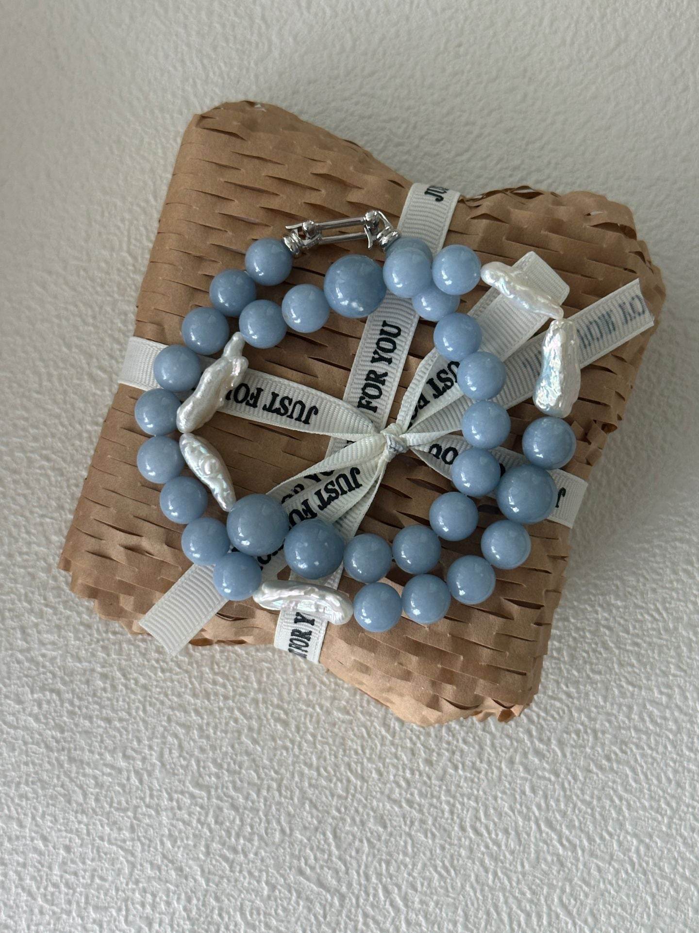 Cloud Blue Stone & Baroque Pearl Necklace - SOLIS