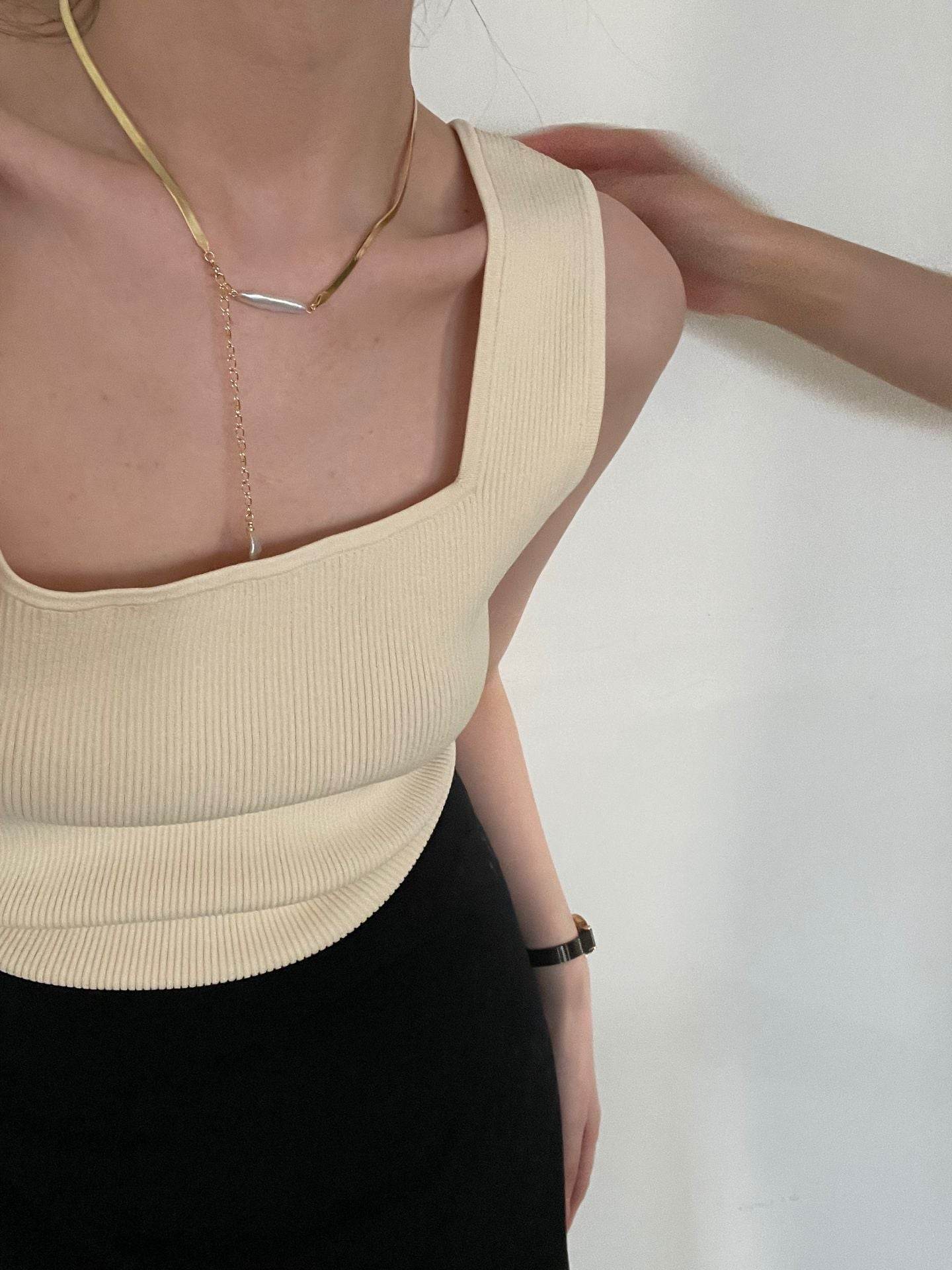 Baroque Duo Pearl Necklace – Gold Snake Chain - SOLIS