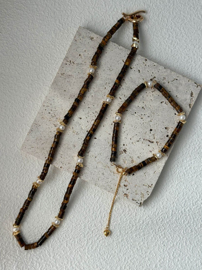 Caramel Stone Pearl Necklace - SOLIS