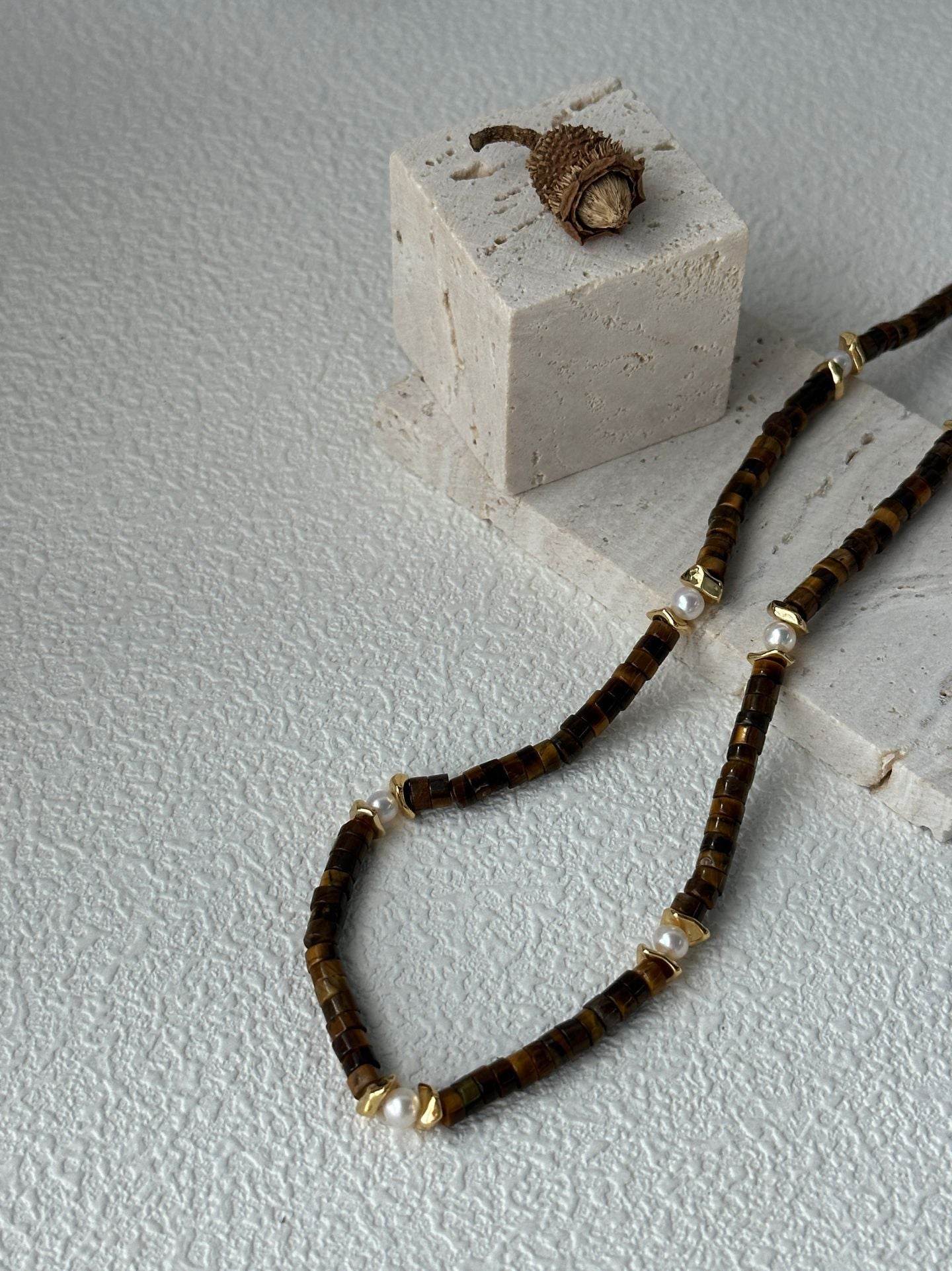 Caramel Stone Pearl Necklace - SOLIS