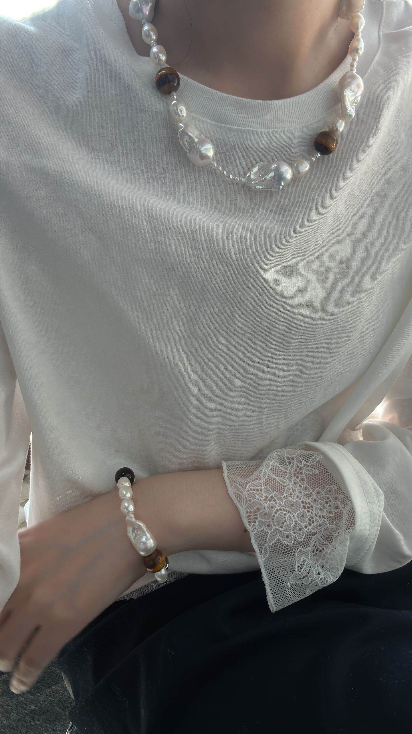 Wild Grace – Baroque Pearl & Tiger’s Eye Necklace - SOLIS