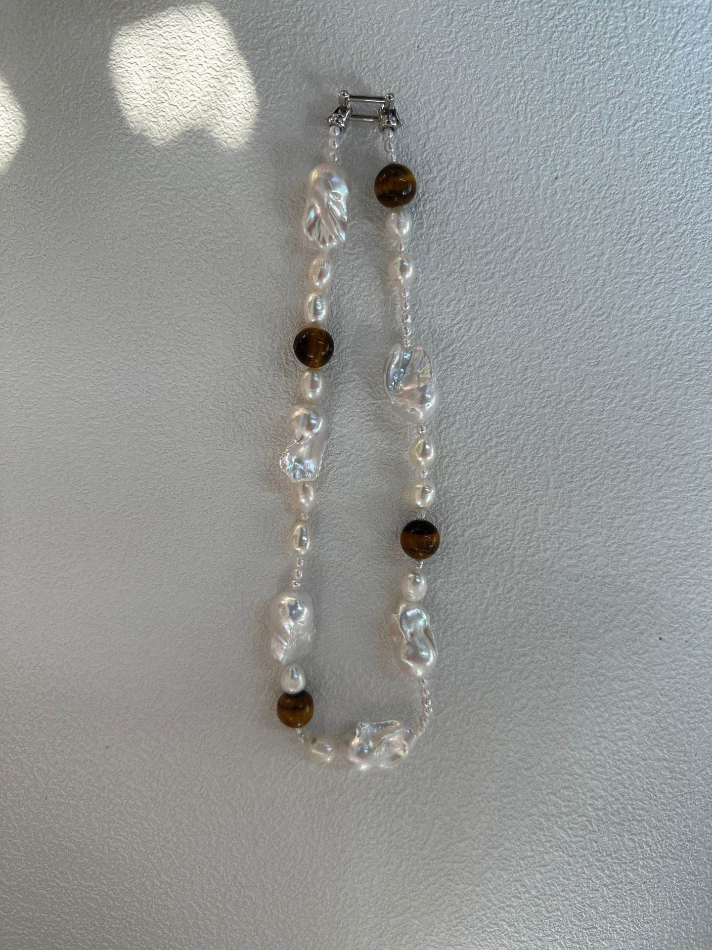 Wild Grace – Baroque Pearl & Tiger’s Eye Necklace - SOLIS