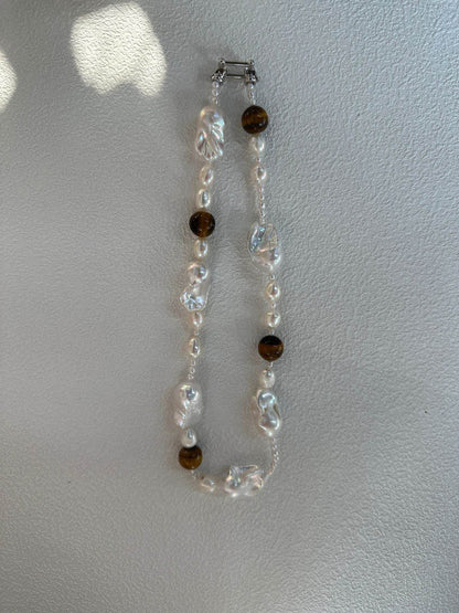 Wild Grace – Baroque Pearl & Tiger’s Eye Necklace - SOLIS