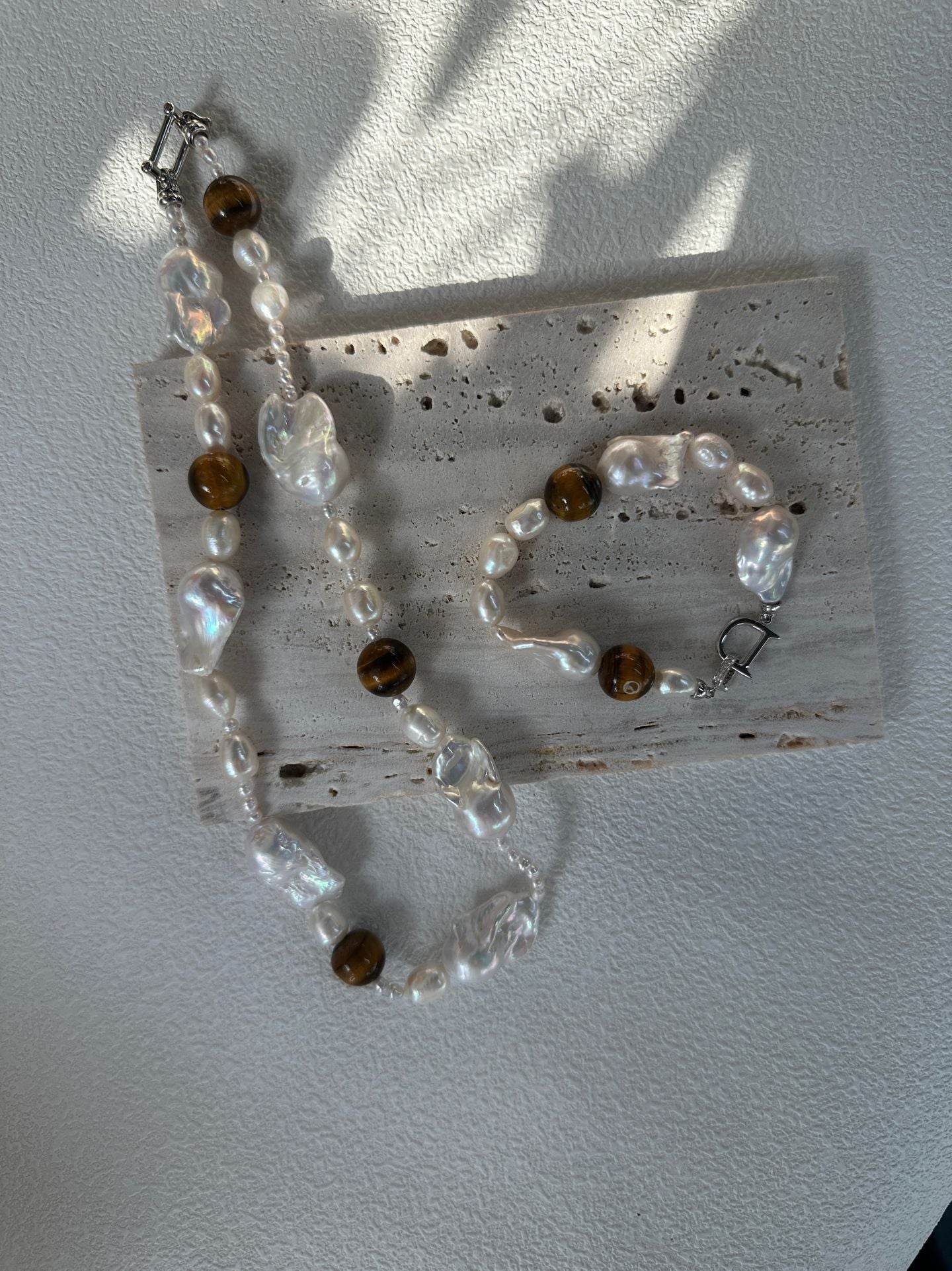 Wild Grace – Baroque Pearl & Tiger’s Eye Necklace - SOLIS