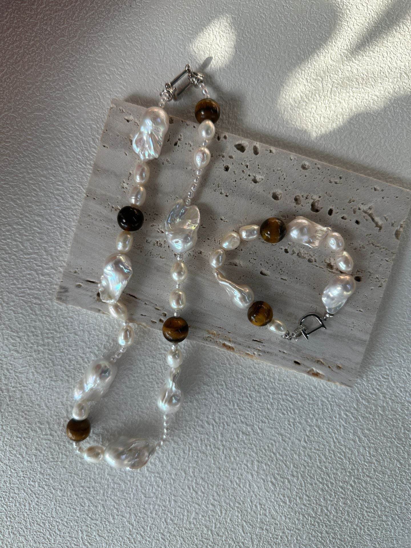 Wild Grace – Baroque Pearl & Tiger’s Eye Necklace - SOLIS