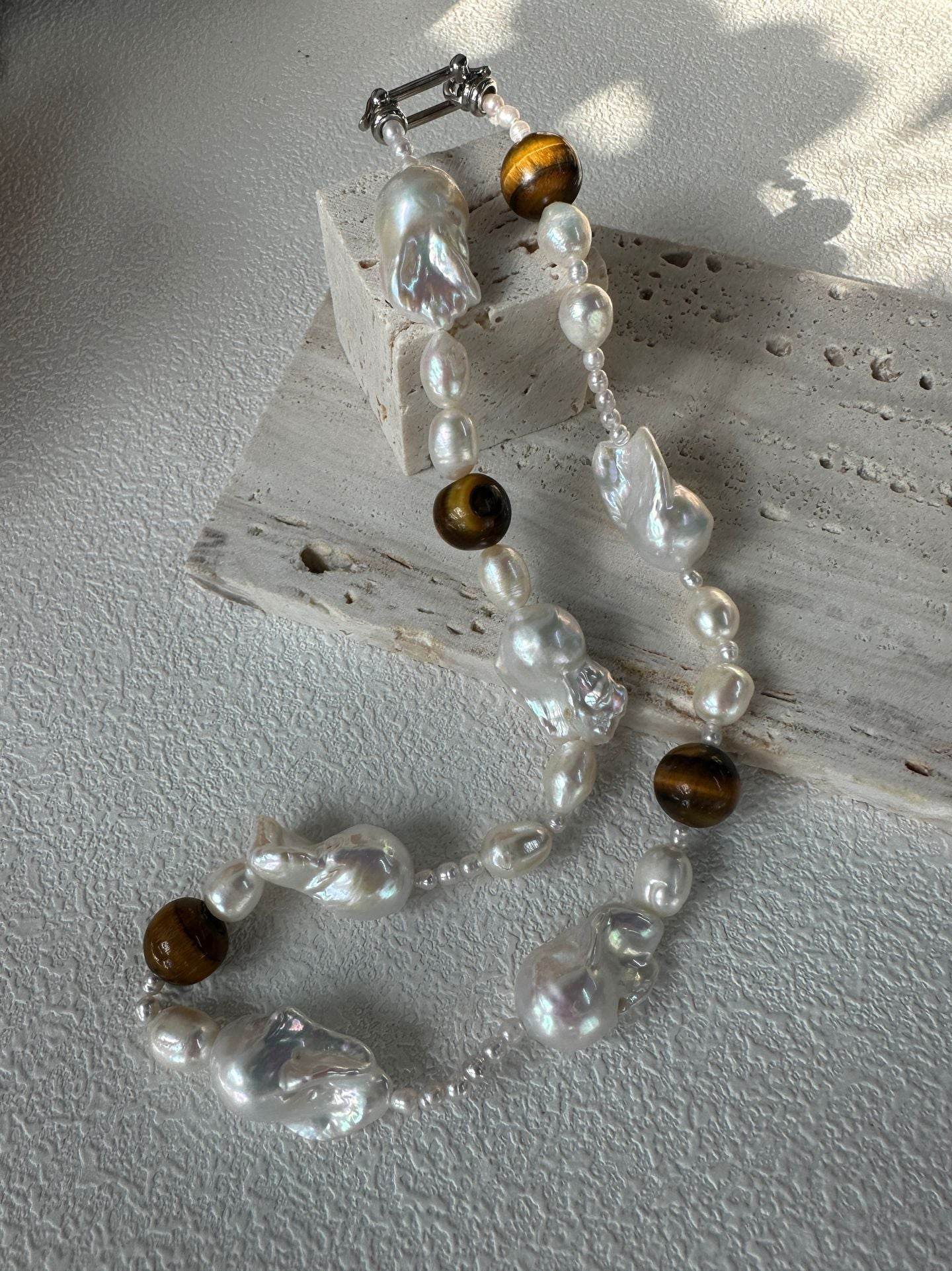 Wild Grace – Baroque Pearl & Tiger’s Eye Necklace - SOLIS