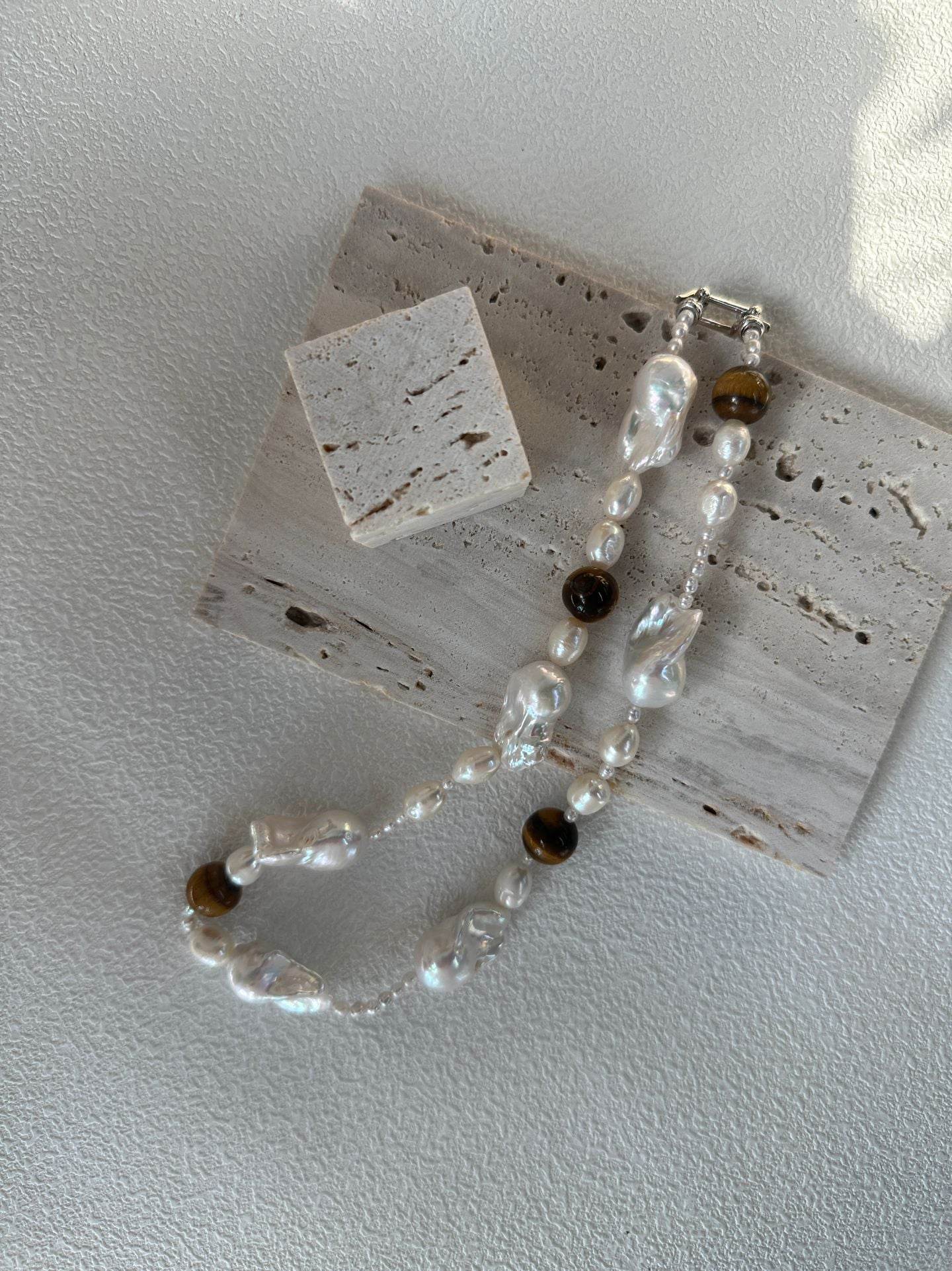 Wild Grace – Baroque Pearl & Tiger’s Eye Necklace - SOLIS