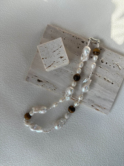 Wild Grace – Baroque Pearl & Tiger’s Eye Necklace - SOLIS