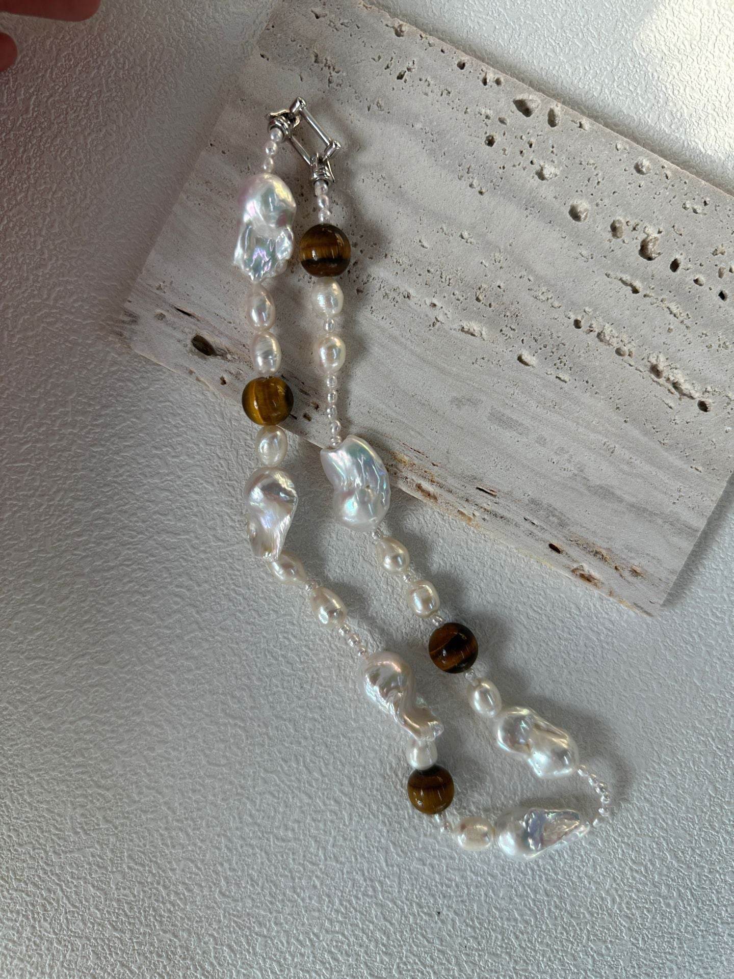 Wild Grace – Baroque Pearl & Tiger’s Eye Necklace - SOLIS
