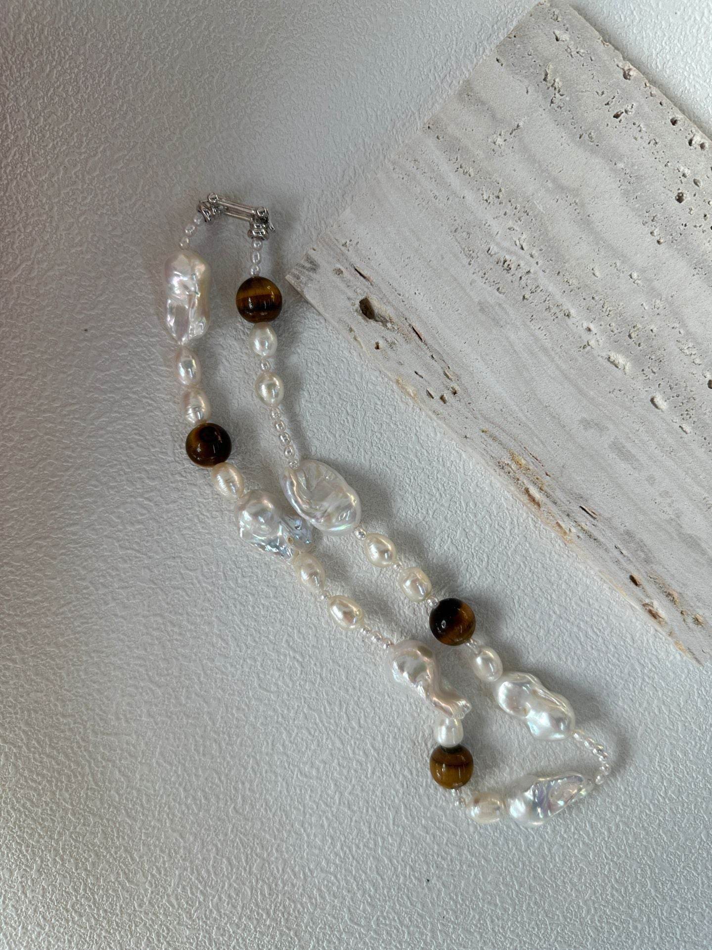Wild Grace – Baroque Pearl & Tiger’s Eye Necklace - SOLIS
