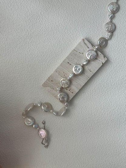Moon Tides | Coin Baroque Pearl Necklace in 925 Silver - SOLIS