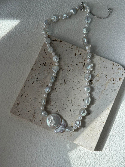Solstice | Sun & Moon Pearl Pendant Necklace in 925 Silver - SOLIS