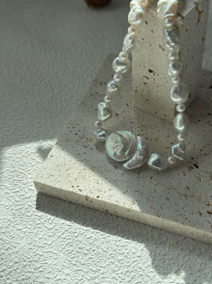 Solstice | Sun & Moon Pearl Pendant Necklace in 925 Silver - SOLIS