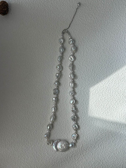 Solstice | Sun & Moon Pearl Pendant Necklace in 925 Silver - SOLIS