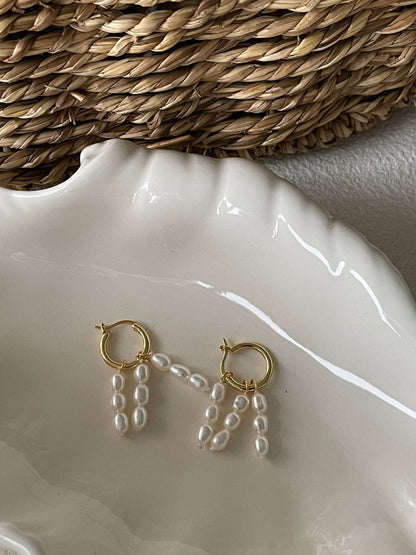 Triple Drop Pearl Earrings - SOLIS