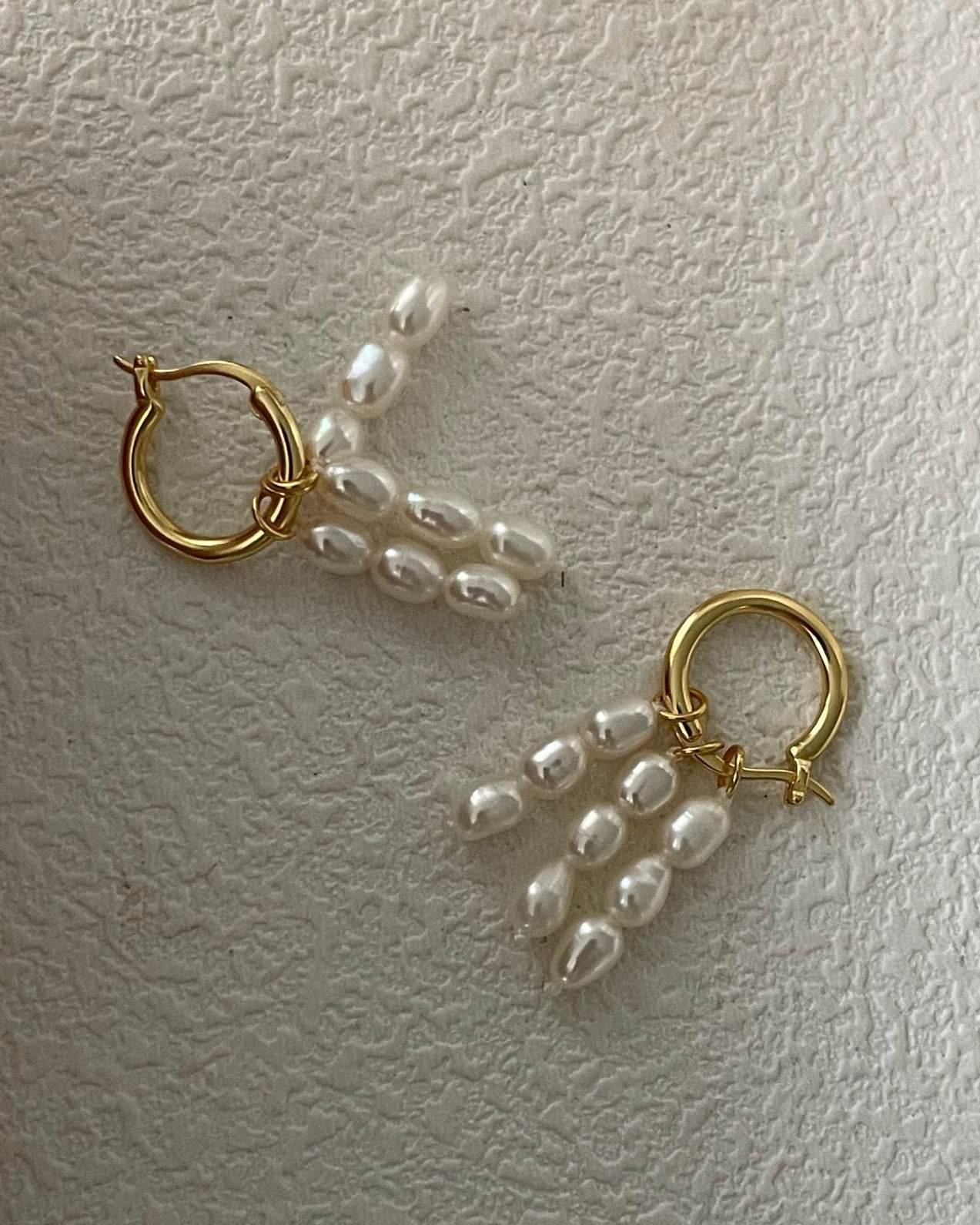 Triple Drop Pearl Earrings - SOLIS