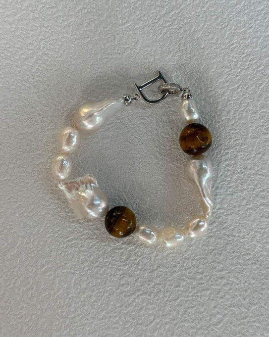 Tiger’s Eye & Baroque Pearl Bracelet - SOLIS