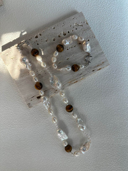 Tiger’s Eye & Baroque Pearl Bracelet - SOLIS