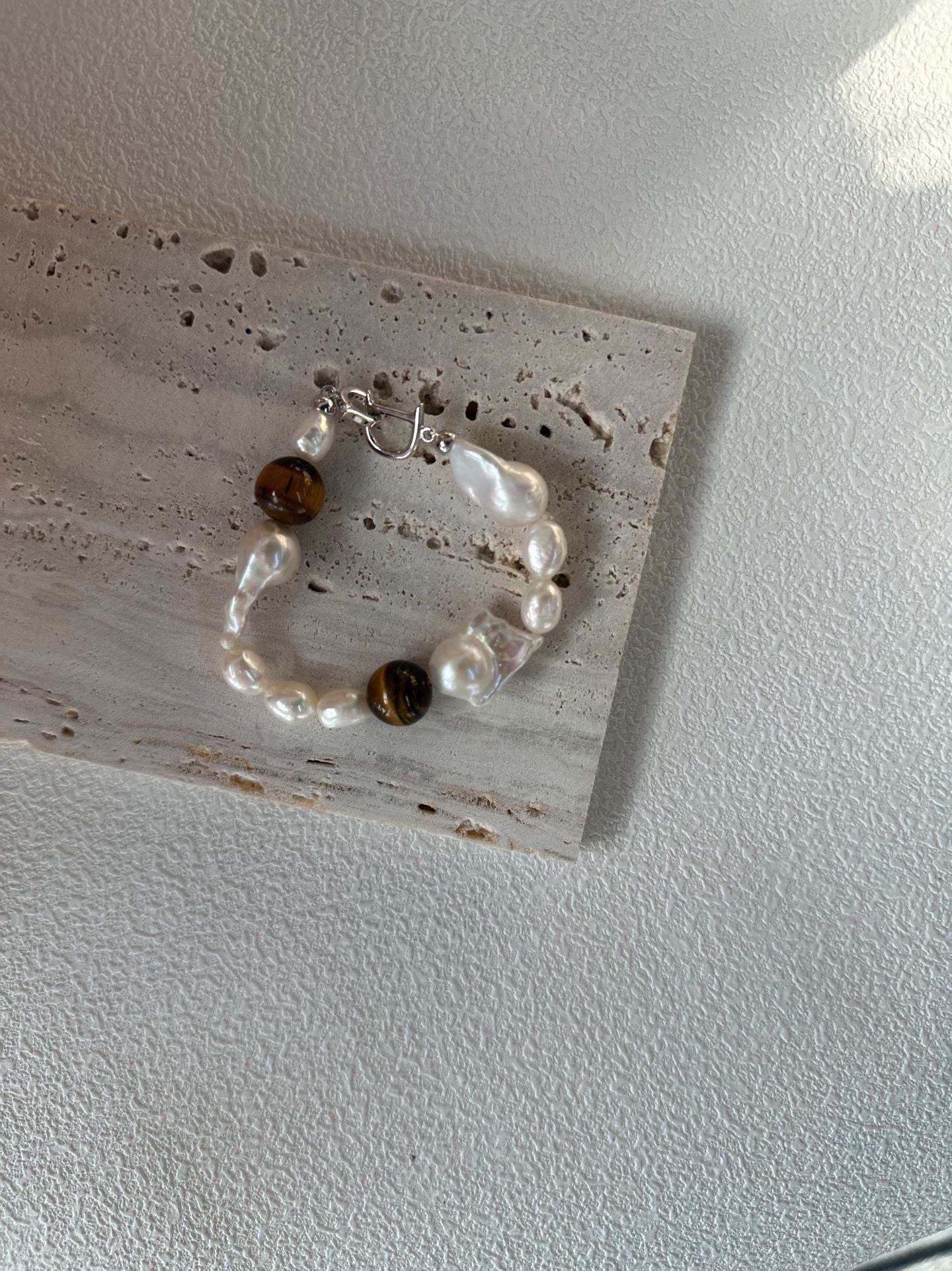 Tiger’s Eye & Baroque Pearl Bracelet - SOLIS