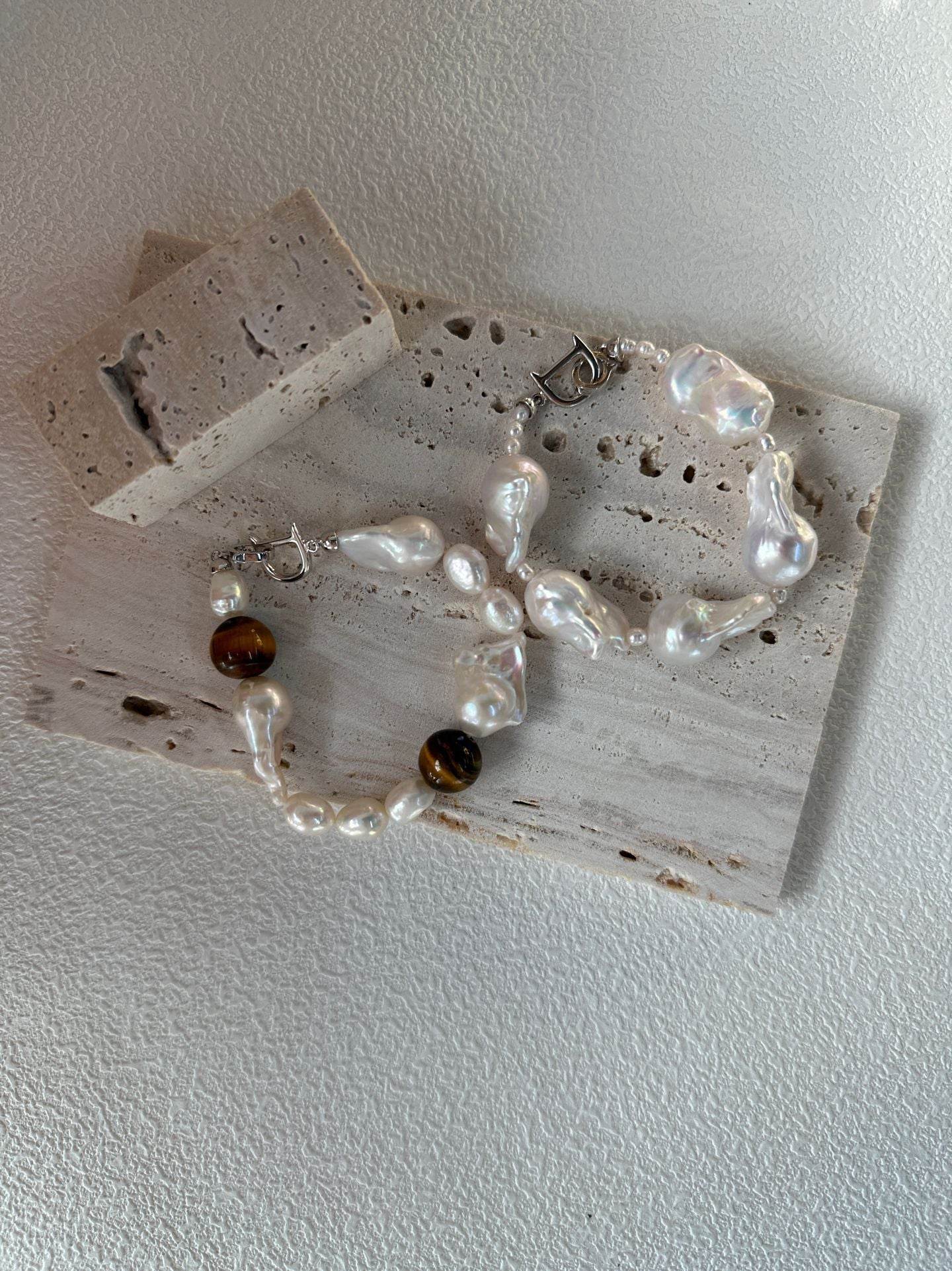 Tiger’s Eye & Baroque Pearl Bracelet - SOLIS