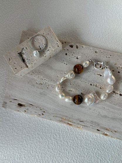 Tiger’s Eye & Baroque Pearl Bracelet - SOLIS