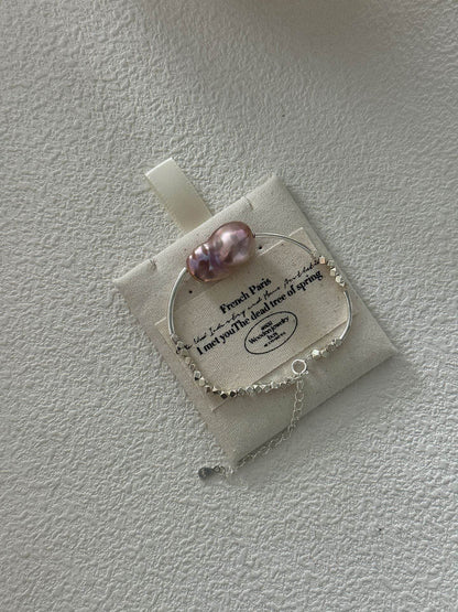 Twilight Glimmer – Iridescent Baroque Pearl & Sterling Silver Bracelet - SOLIS