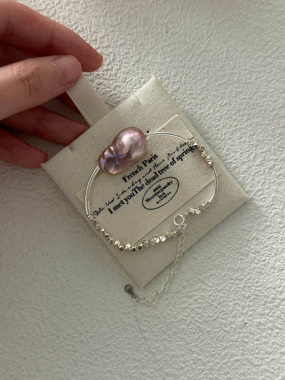 Twilight Glimmer – Iridescent Baroque Pearl & Sterling Silver Bracelet - SOLIS