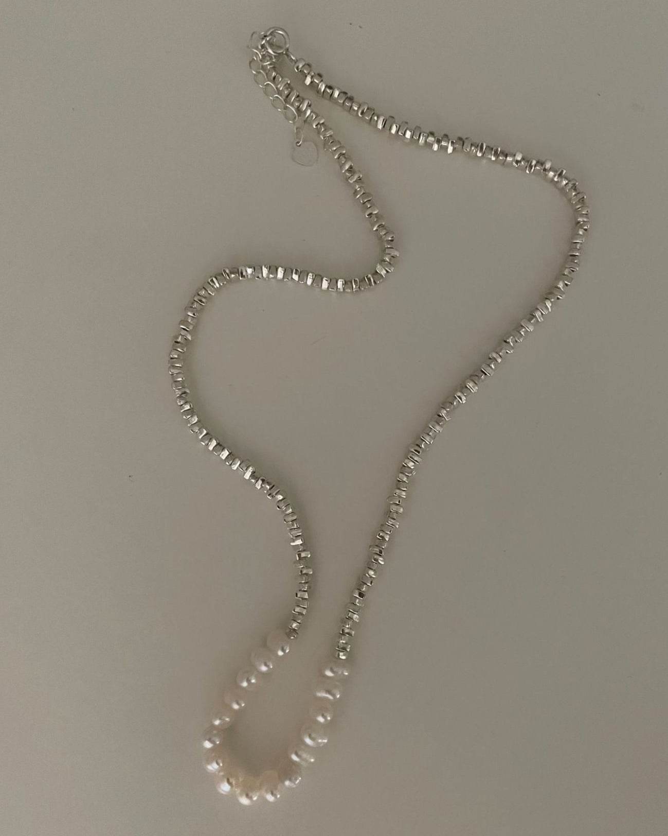 Silver Fragments & Pearl Necklace - SOLIS