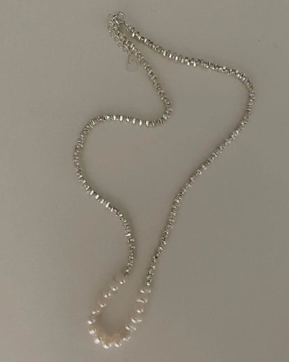 Silver Fragments & Pearl Necklace - SOLIS