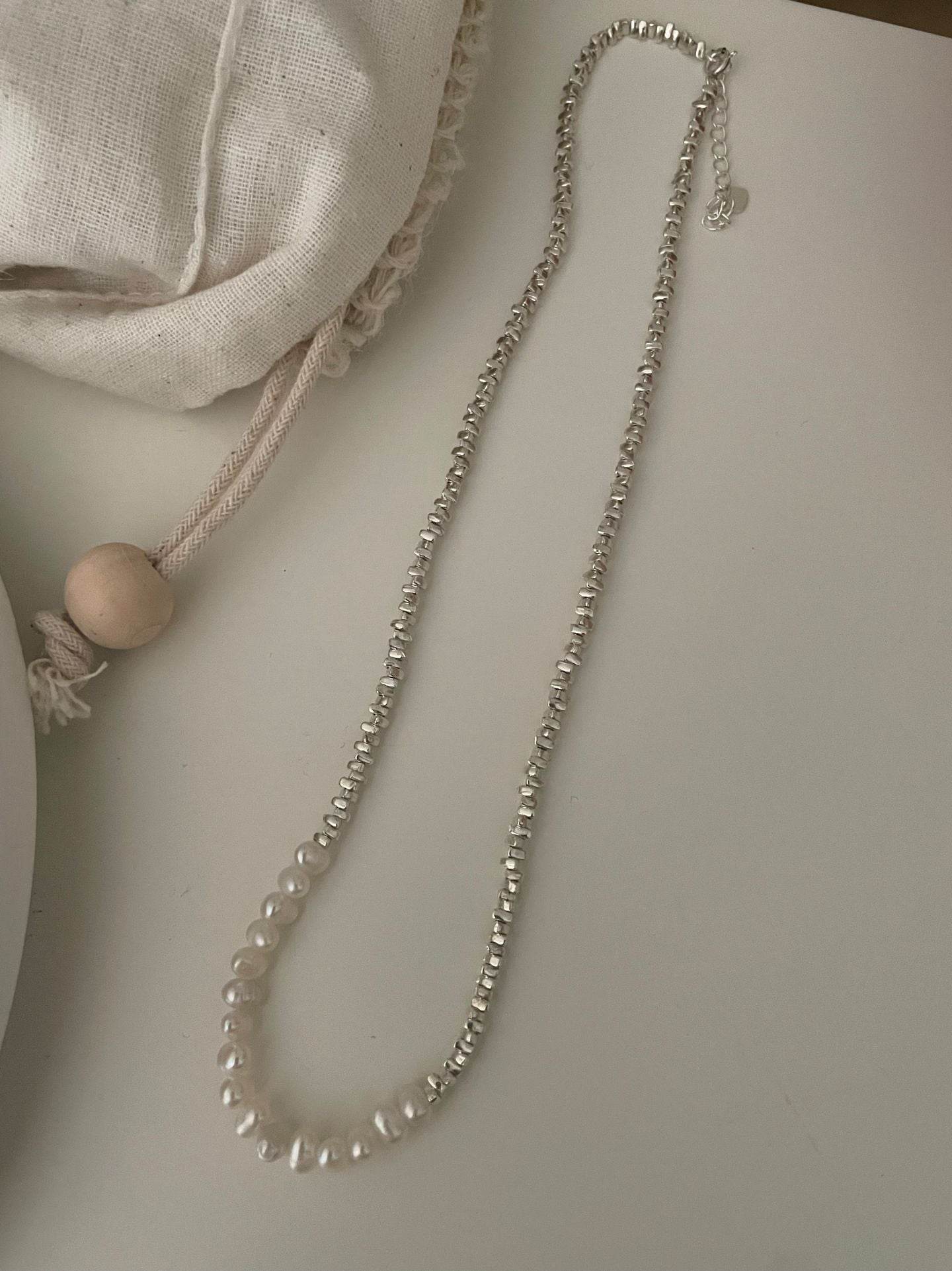 Silver Fragments & Pearl Necklace - SOLIS