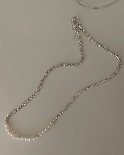 Silver Fragments & Pearl Necklace - SOLIS