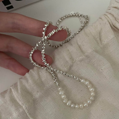 Silver Fragments & Pearl Necklace - SOLIS