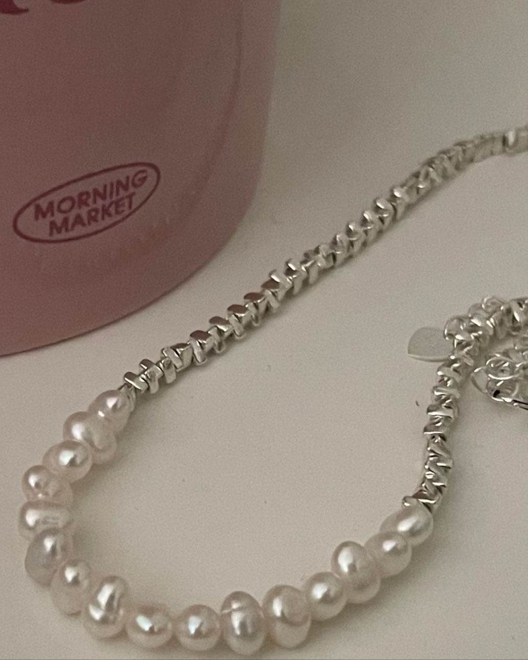 Silver Fragments & Pearl Necklace - SOLIS