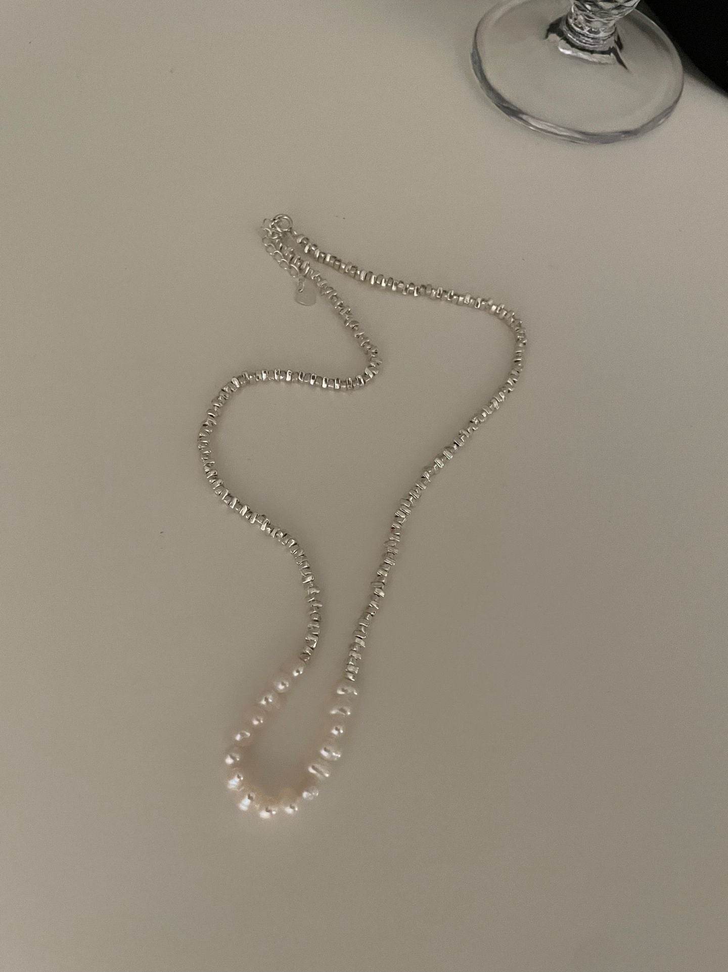 Silver Fragments & Pearl Necklace - SOLIS