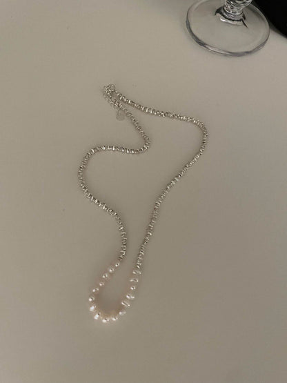 Silver Fragments & Pearl Necklace - SOLIS