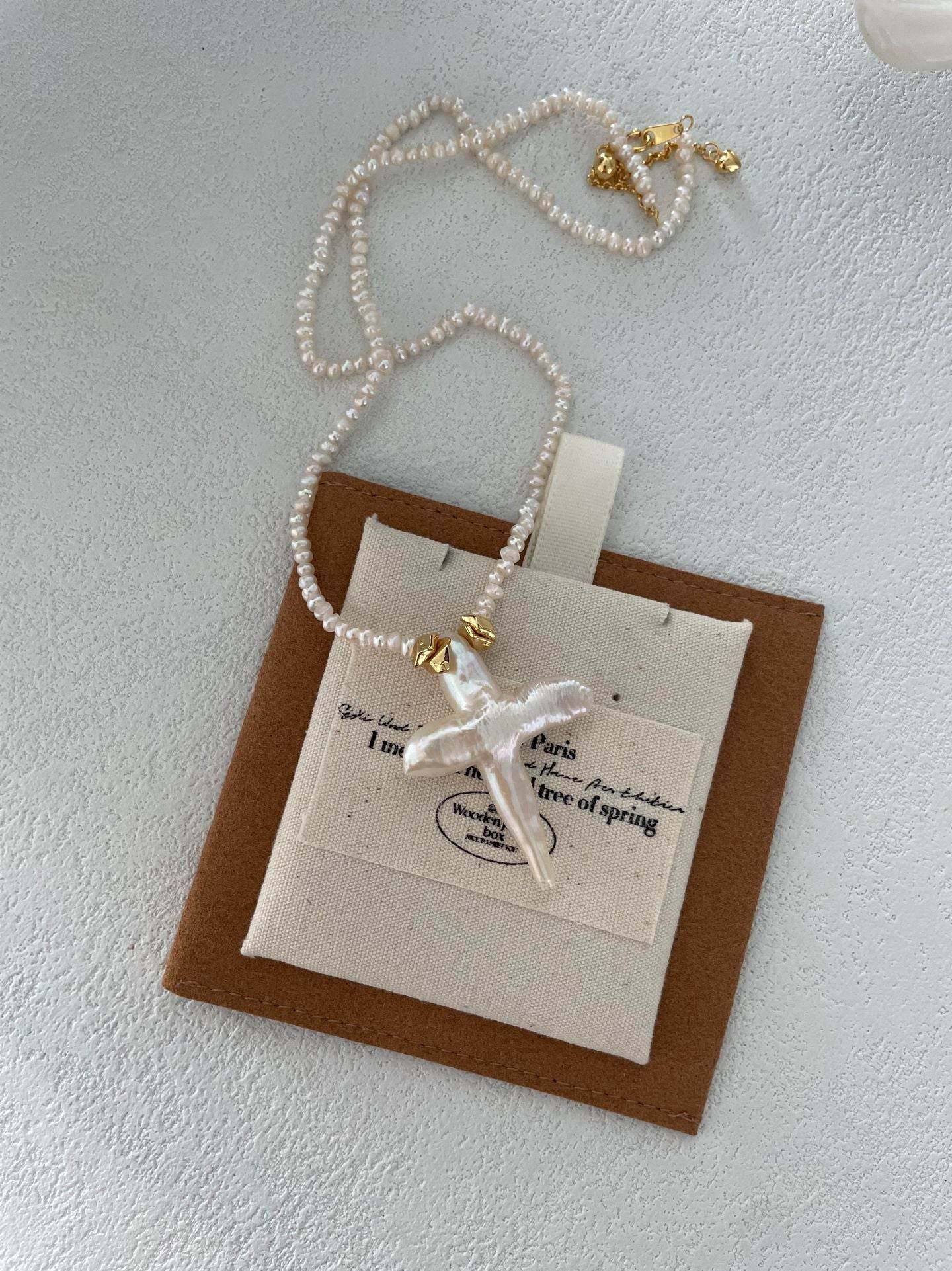 Divine Shape – Baroque Cross Pearl Necklace - SOLIS