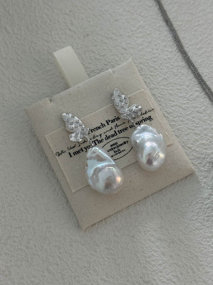Butterfly Wings Baroque Pearl Earrings - SOLIS