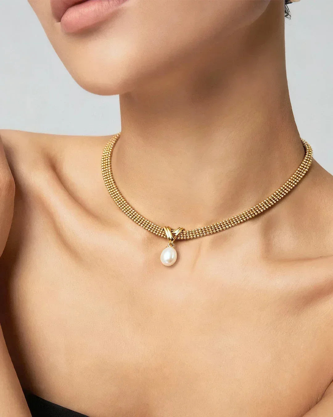 Vintage Pearl Choker – 18K White Gold Vermeil on 925 Silver - SOLIS MOOD