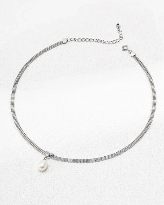 Vintage Pearl Choker – 18K White Gold Vermeil on 925 Silver - SOLIS MOOD